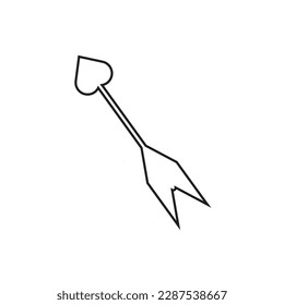 Outline cupid arrow icon isolated on grey background.