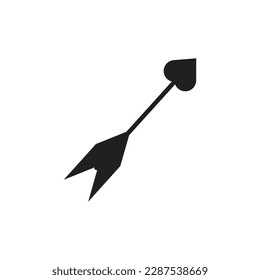 Outline cupid arrow icon isolated on grey background.