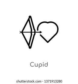 outline cupid vector icon. isolated black simple line element illustration from birthday party and wedding concept. editable vector stroke cupid icon on white background