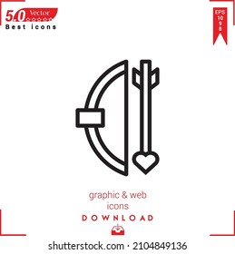 Outline cupid-arrow Icon. cupid-arrow icon vector isolated on white background. Graphic design, material-design, Best sellers 2022 icons, mobile application, UI UX design, EPS 10 format vector