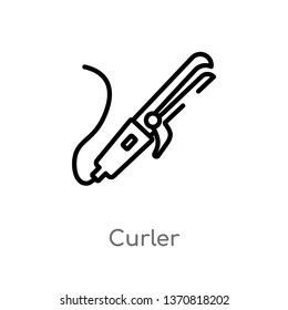 outline curler vector icon. isolated black simple line element illustration from beauty concept. editable vector stroke curler icon on white background