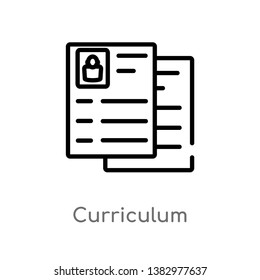 outline curriculum vector icon. isolated black simple line element illustration from human resources concept. editable vector stroke curriculum icon on white background