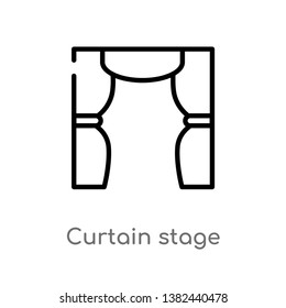 outline curtain stage vector icon. isolated black simple line element illustration from entertainment and arcade concept. editable vector stroke curtain stage icon on white background