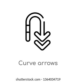 outline curve arrows vector icon. isolated black simple line element illustration from user interface concept. editable vector stroke curve arrows icon on white background