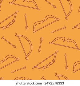 Outline Curve Bow Arrow Vector Seamless Pattern illustration Design