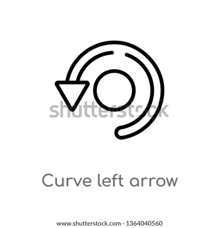 outline curve left arrow vector icon. isolated black simple line element illustration from user interface concept. editable vector stroke curve left arrow icon on white background