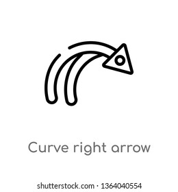 outline curve right arrow vector icon. isolated black simple line element illustration from user interface concept. editable vector stroke curve right arrow icon on white background