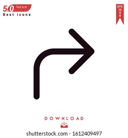 Outline curve-arrow icon. curve-arrow icon vector isolated on white background. Graphic design,  mobile application, logo, user interface. EPS 10 format vector