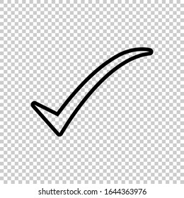 outline curved checkmark icon  flat vector on transparent background