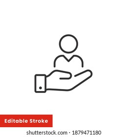 Outline Customer Retention icon. care customer, total inclusive service, line symbol on white background - editable stroke vector illustration eps10