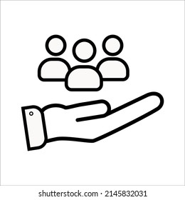 Outline Customer Retention Icon. Care Customer, Total Inclusive Service, Line Symbol On White Background - Editable Stroke Vector Illustration