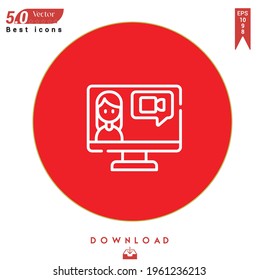 Outline customer service icon. customer service icon vector isolated on Red background. Graphic design, contacts-communication icons, mobile application, logo, user interface. EPS 10 format vector