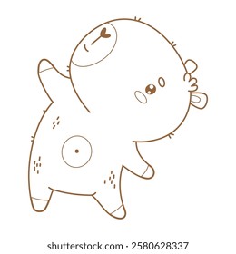 Outline Cute Capybara sportsman is engaged in fitness. Cartoon kawaii animal Athlete. Line drawing, coloring book. Vector illustration. Kids collection