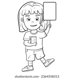 Outline Cute children are jumping happily. flat design style minimal vector