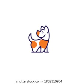 outline cute dogs logo vector,eps 10