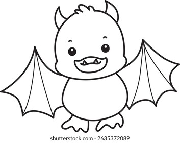 Outline of Cute Duck icon. Lineart of  Funny baby Duck animal series stock illustration. life of fluffy Duck designs.
outline of duck wearing a bat costume