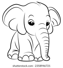 outline of a cute elephant. Beautiful vector illustration