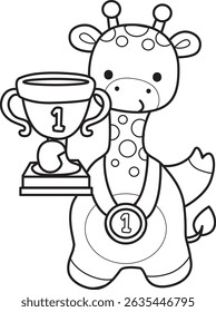 Outline of Cute giraffe animals with various activities.
Lineart of Funny sticker of Giraffe animal kids.
outline of giraffe is the winner
