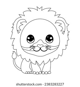 Outline cute lion for Color book 