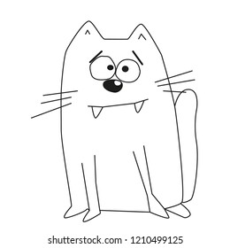 Outline of cute little cat with wide eyebrows