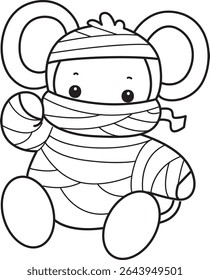 Outline of Cute Monkey icon. COloring pages of Funny baby Monkey animal series stock illustration. outline of monkey wearing a mummy costume