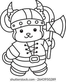 Outline of Cute Monkey icon. COloring pages of Funny baby Monkey animal series stock illustration. outline of monkey wearing a viking costume