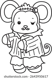 Outline of Cute Monkey icon. COloring pages of Funny baby Monkey animal series stock illustration. outline of monkey like a frankenstein