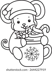 Outline of Cute Monkey icon. COloring pages of Funny baby Monkey animal series stock illustration. outline of monkey hugging a hot chocolate 