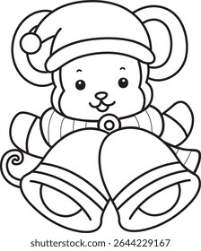 Outline of Cute Monkey icon. COloring pages of Funny baby Monkey animal series stock illustration. outline of monkey with bells 