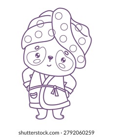 Outline Cute Panda Bear