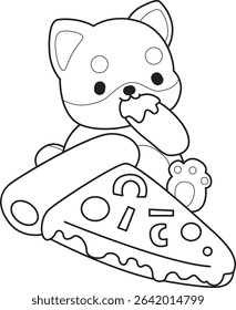 Outline of Cute puppy kawaii dog lovely animal vector icon. Coloring page of Fluffy Shiba Inu. outline of shiba inu eating pizza 
