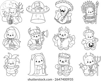 Outline of Cute puppy kawaii dog lovely animal. Coloring pages of Fluffy Shiba Inu pet stickers. Outline of happy halloween by shiba inu