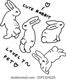 outline cute rabbits design for templates.