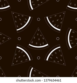 Outline Cute seamless vector pattern with watermelon slices