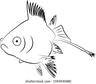 outline of cute sweet red fish