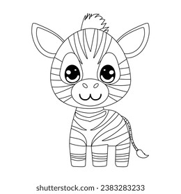 Outline cute zebra for Color book 