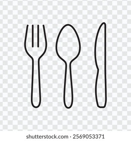 Outline Cutlery Icon - Spoon, Fork, and Knife Design