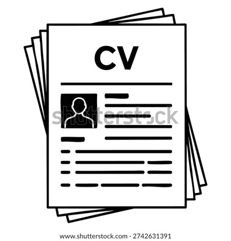 Outline cv papers vector icon illustration isolated on white background designed for web job application career resume and recruitment interface graphics