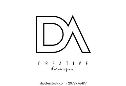 Outline DA letters logo with a minimalist design. Geometric vector illustration with black lines.