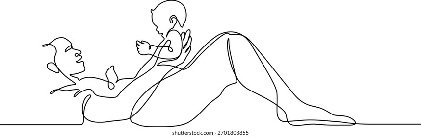 Outline of dad teaching son, simple line art for Father’s Day theme.