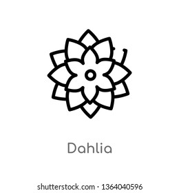 outline dahlia vector icon. isolated black simple line element illustration from nature concept. editable vector stroke dahlia icon on white background