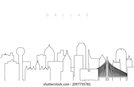 Outline Dallas skyline. Trendy template with Dallas city buildings and landmarks in line style. Stock vector design. 