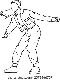 outline of a dancer in style. a kpop idol who is performing on stage professionally. Street idols who wear unique outfits