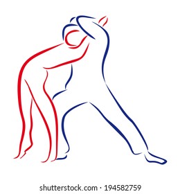 the outline of dancing couples