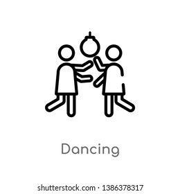 outline dancing vector icon. isolated black simple line element illustration from discotheque concept. editable vector stroke dancing icon on white background