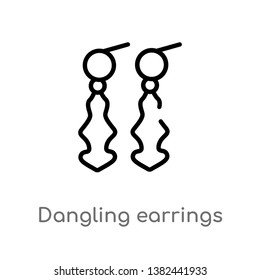 outline dangling earrings vector icon. isolated black simple line element illustration from fashion concept. editable vector stroke dangling earrings icon on white background