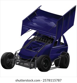 Outline dark blue racing car, isolated on a black background, for t-shirt design, print, and for business, purposes.