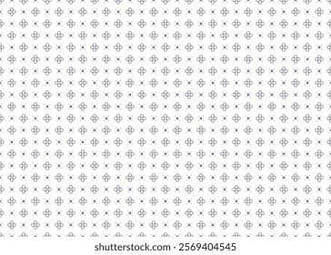 Outline dark blue symbol floral on White background, ethnic fabric seamless pattern, design for cloth, carpet, batik, wallpaper, wrapping etc.