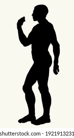 La silueta masculina está de lado. Dibujo de vectores