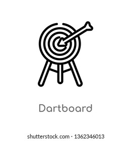 outline dartboard vector icon. isolated black simple line element illustration from outdoor activities concept. editable vector stroke dartboard icon on white background